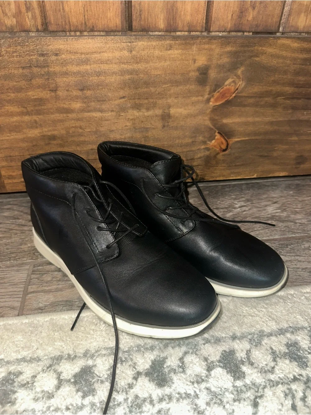 St. John’s Bay: Men's Black Lace-Up Casual Chukka Boots with White Sole
